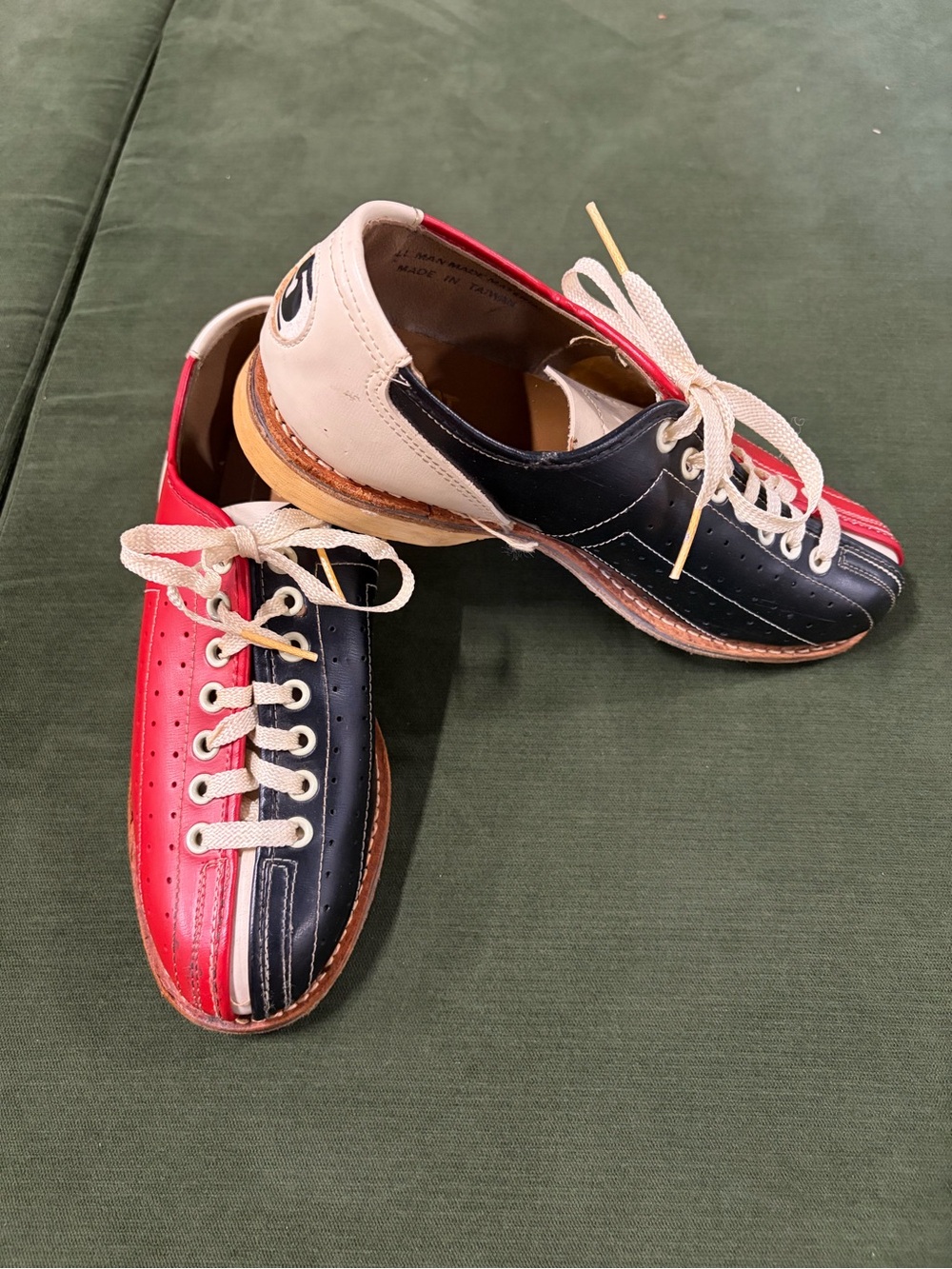 Kids Red, Black & Cream Lace-Up Bowling Shoes